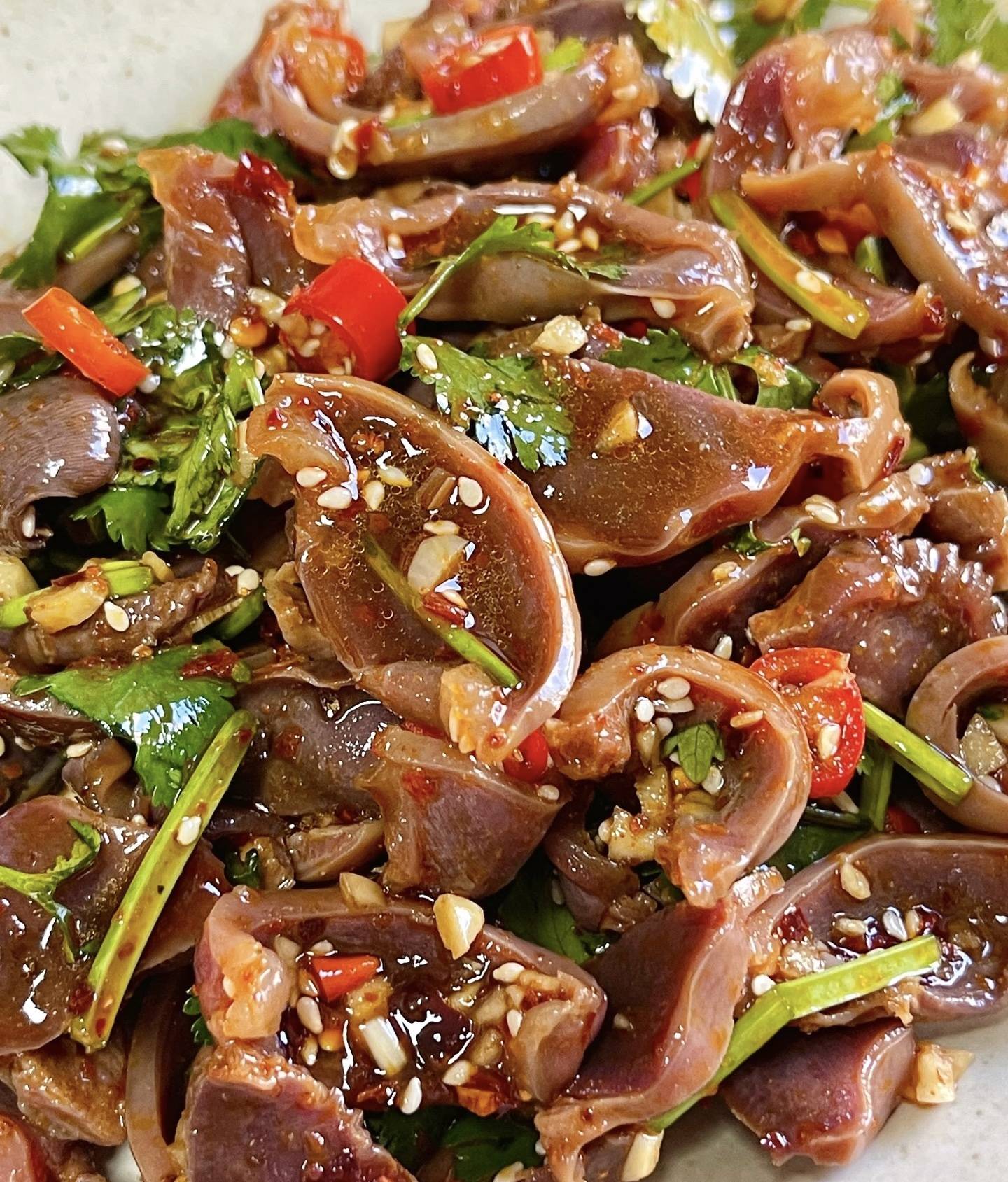 香菜拌鸭胗脆爽入味的家常小菜一口就上瘾