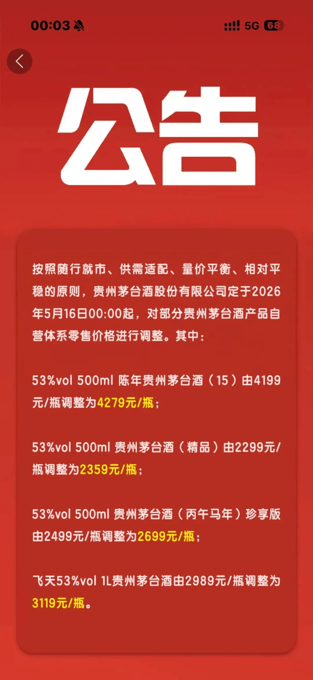 茅台再调价多款非标产品提价终端市场价应声上涨(图1)