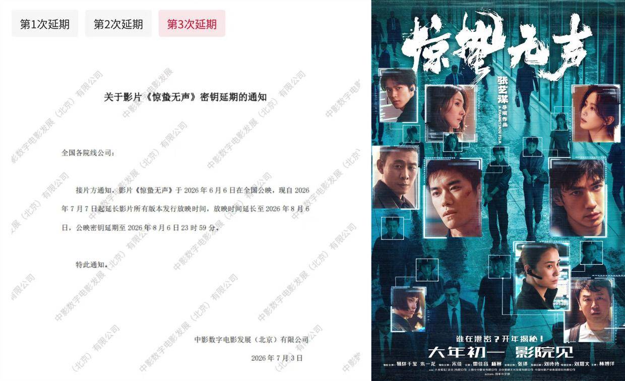 易烊千玺朱一龙主演电影《惊蛰无声》第三次密钥延期 将延长上映至8月6日封面图