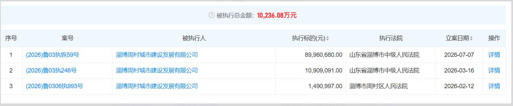 淄博周村城建高负债亏损:3条执行记录合计1亿 流动性承压(图4) 文章配图-1