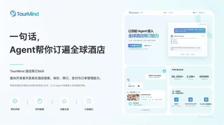 途灵集团重磅首发TourMind酒店预订Skill：一句话，Agent订遍全球(图1)