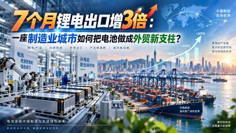 7个月锂电出口增3倍：一座制造业城市如何把电池做成外贸新支柱