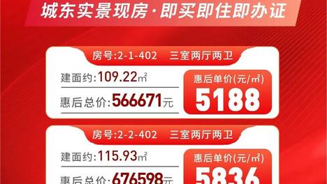 城东性价比天花板！56.7万拿下现房三室！