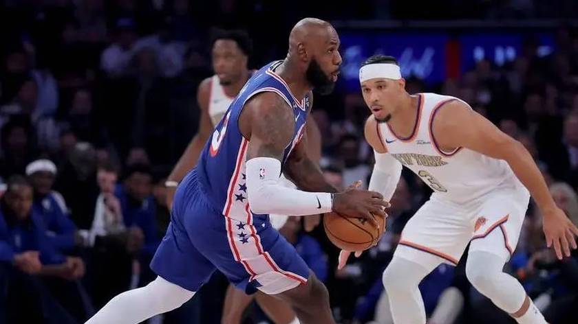 NBA-76人VS尼克斯 詹姆斯组织进攻