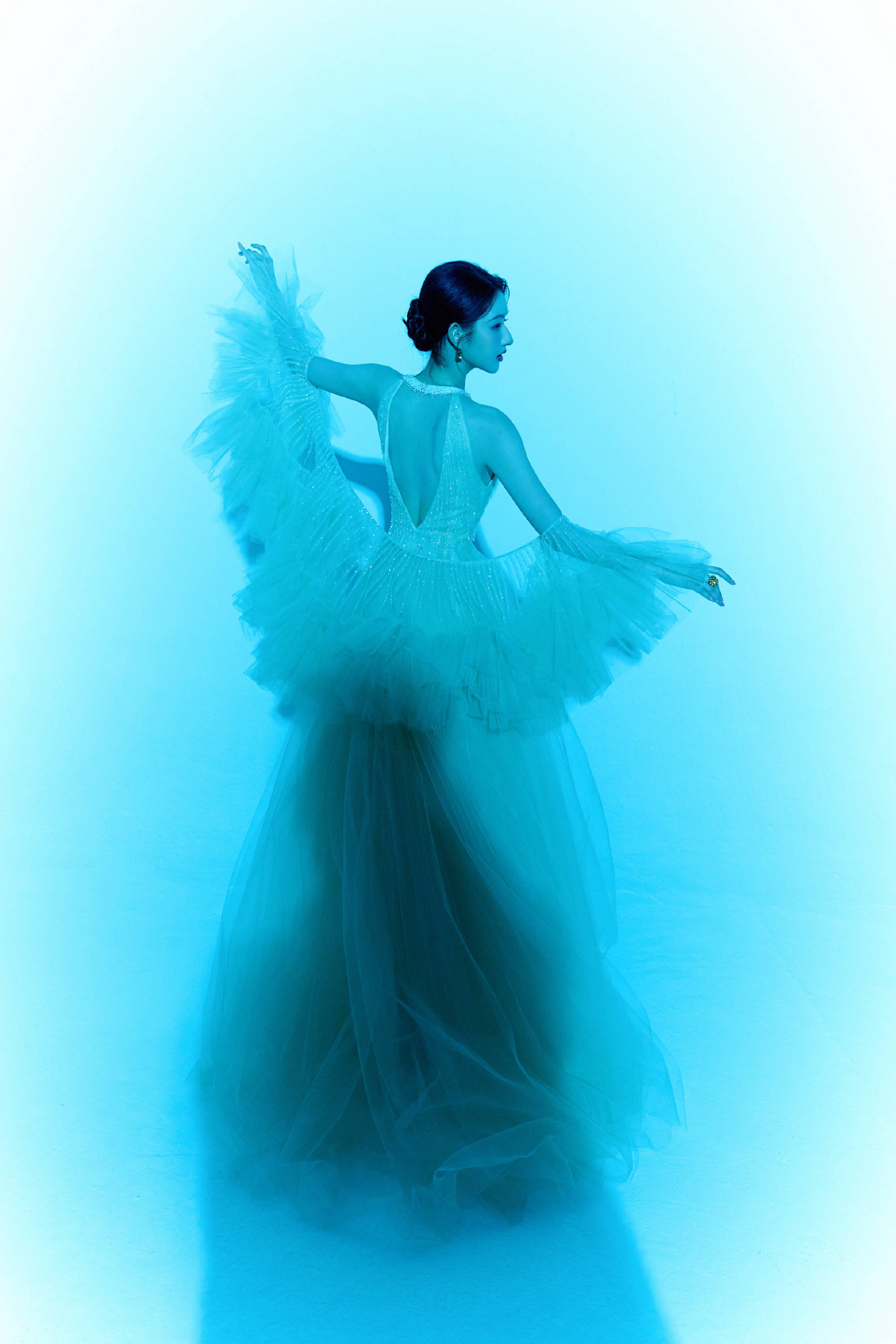 王玉雯穿亮片轻纱裙似优雅天鹅!好意思貌养眼气质在线