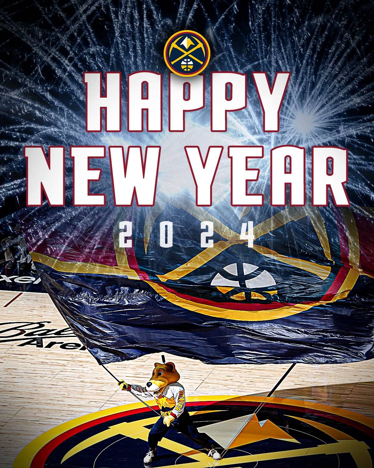新年快乐!nba各队分享海报迎接2024 湖人晒科比球衣