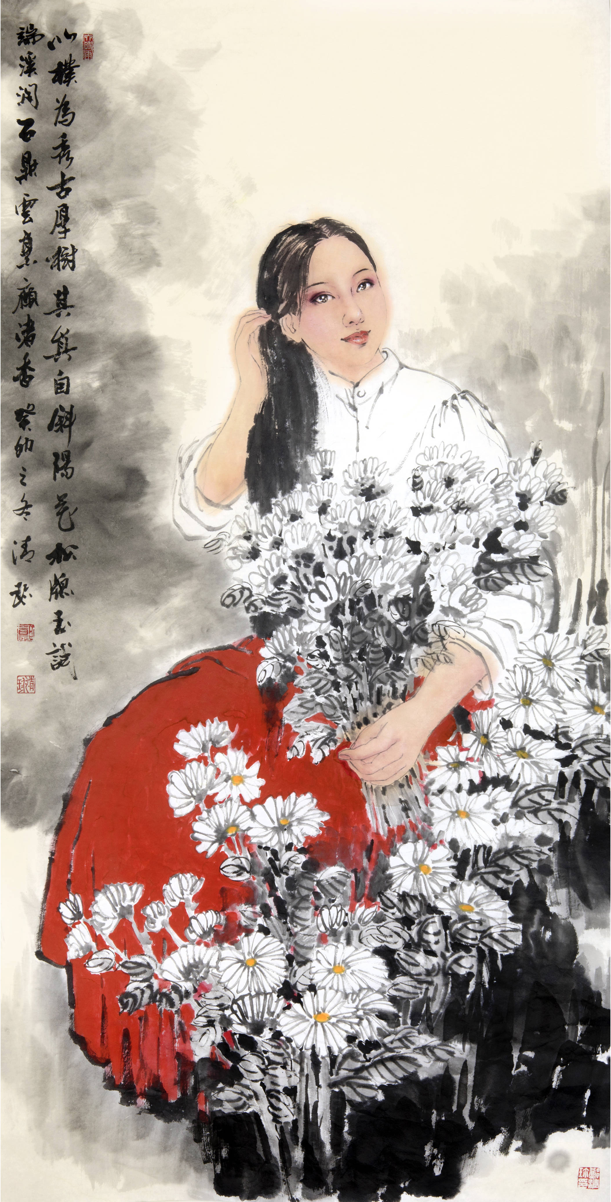 在郑清珍的画笔下 美女图展现出了生命中最为婉约香艳的情诗