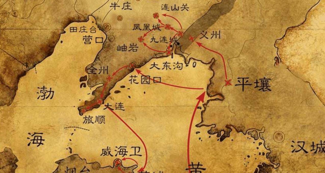 簡單將來,就是依託遼東半島旅順港,山東半島威海衛和天津大沽口等