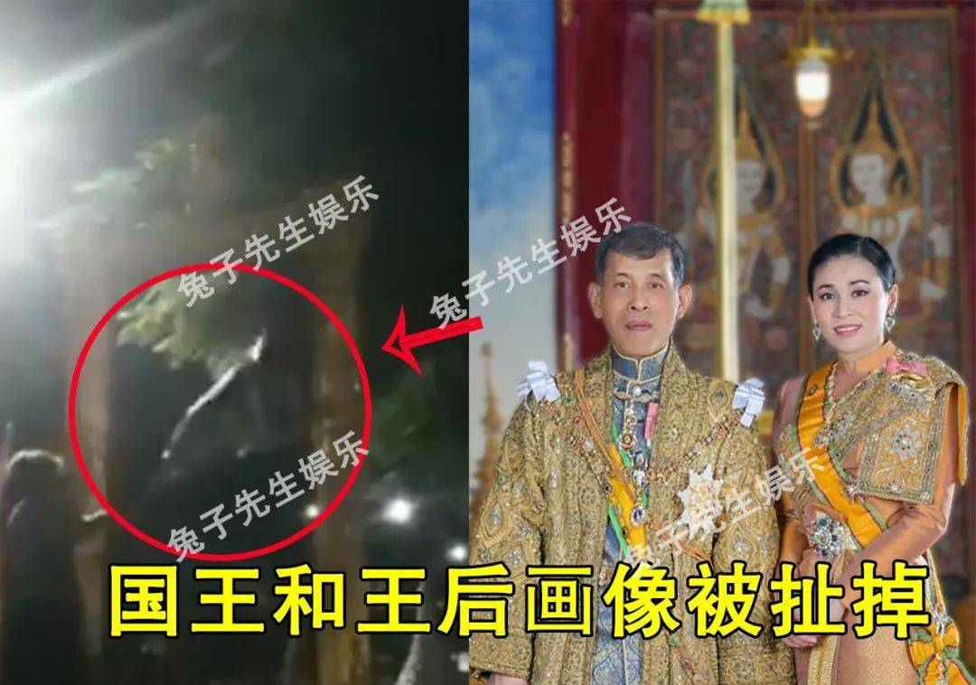 人们撕毁国王和王后画像,还洗掉了拉玛九世纹身_活动_抗议_王室