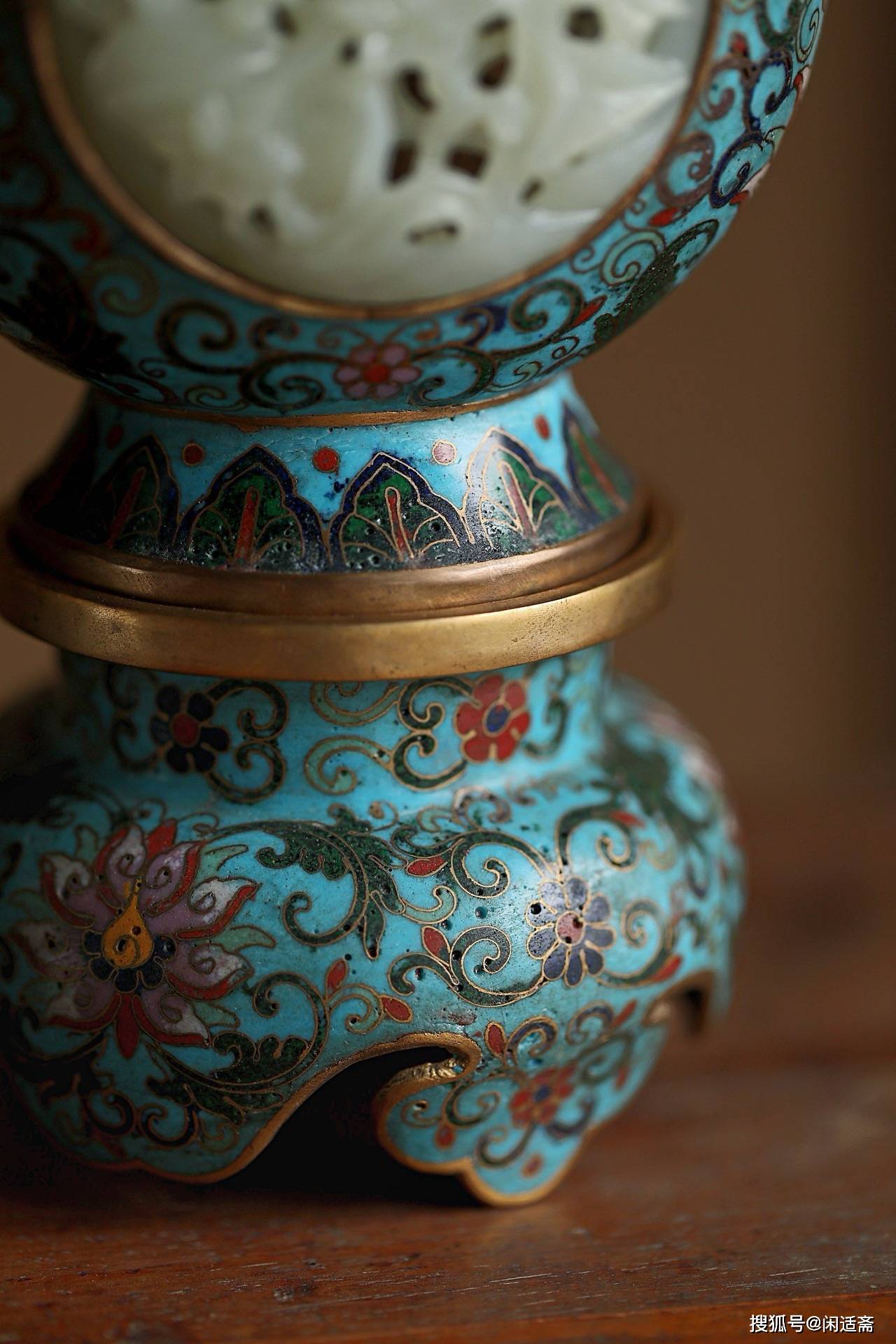 明清宫廷赏瓶,景泰蓝镶和田玉,葫芦瓶花器_珐琅质_工艺品_纹饰