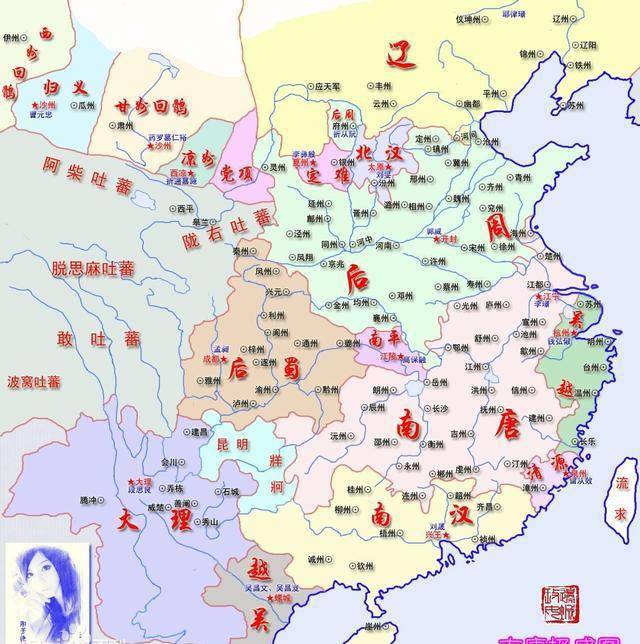 后梁时期,同时存在的割据政权有南吴,前蜀,南楚