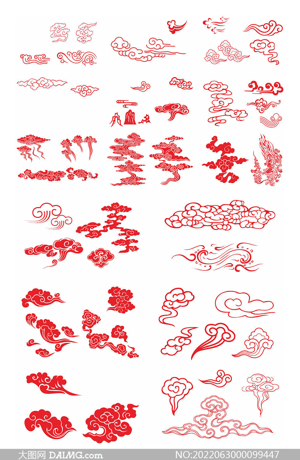 中国传统祥云图案 | 传统纹样素材_vector_daimg_com