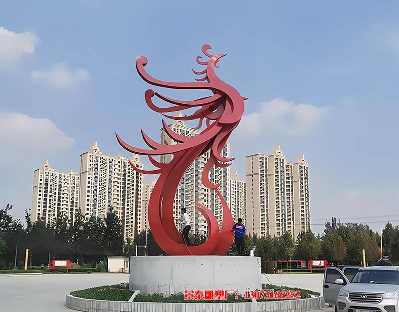 抽象景观不锈钢凤凰标志雕塑:一种文化的传承与表达_城市_象征_传统