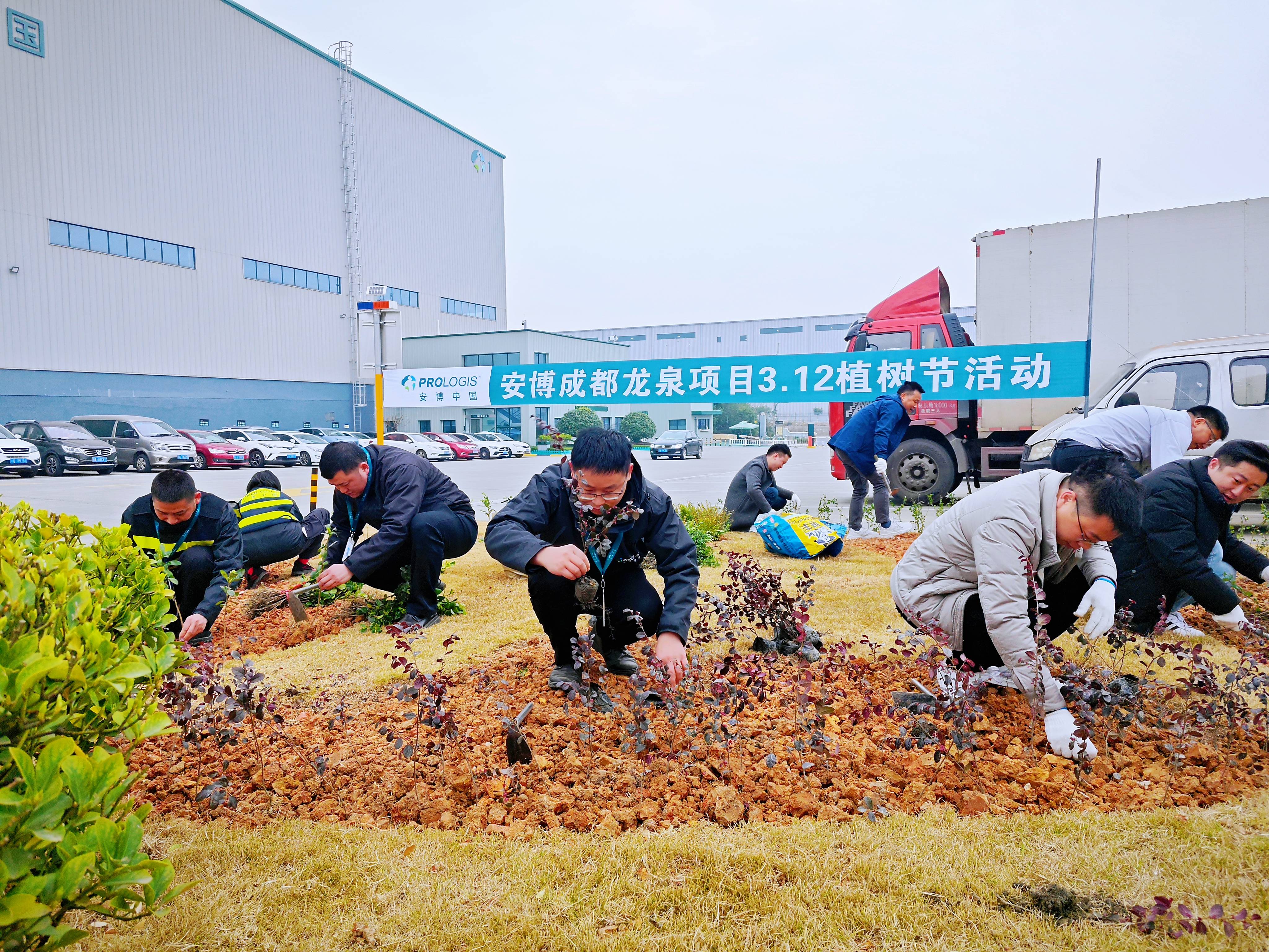 當日的植樹活動中,安博的員工及客戶代表認真向種植