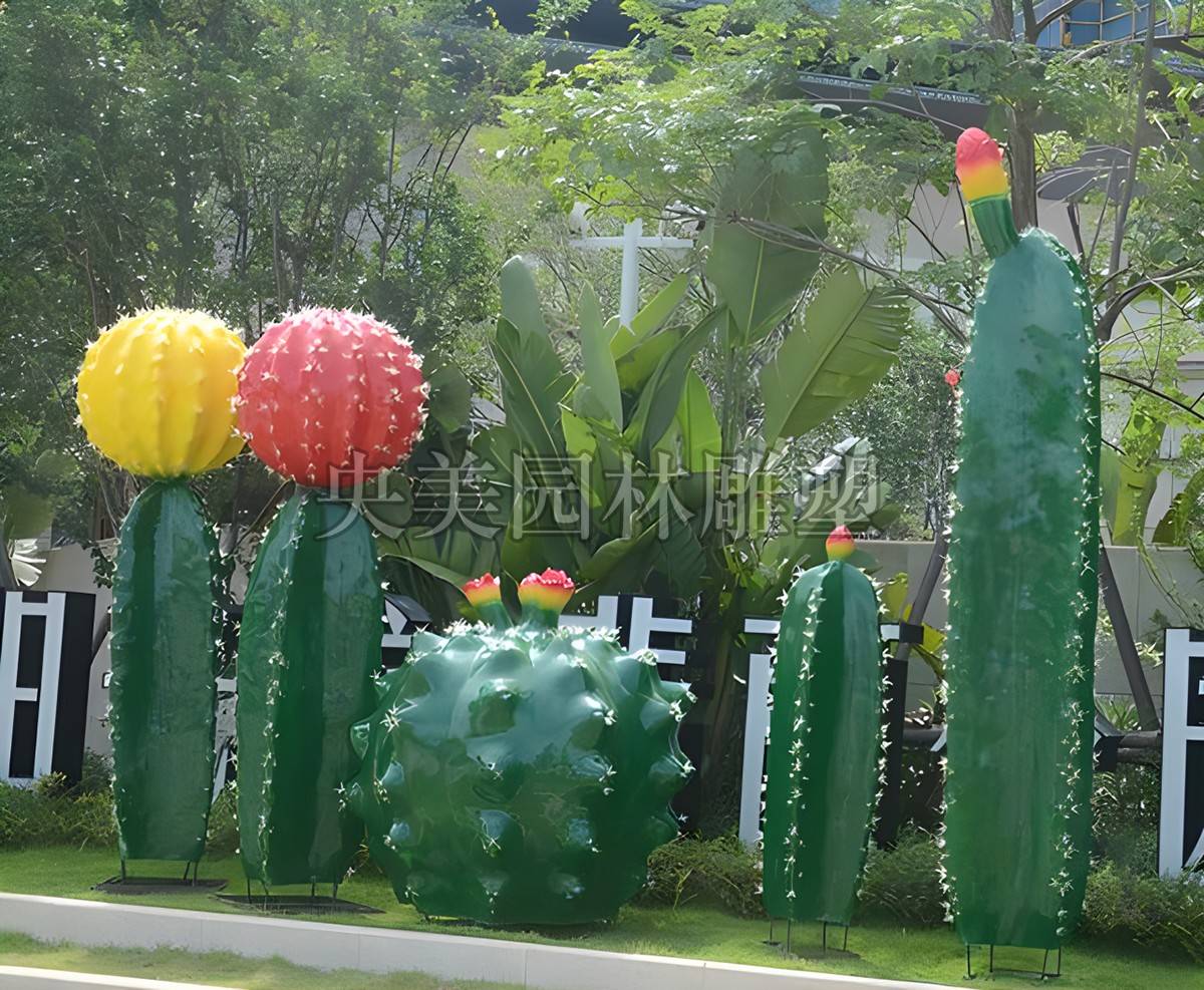 仙人掌雕塑玻璃钢仿真绿植仙人掌装饰摆件