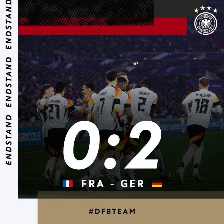 热身赛-克罗斯回归首秀送助攻 德国开场8秒闪击2-0法国