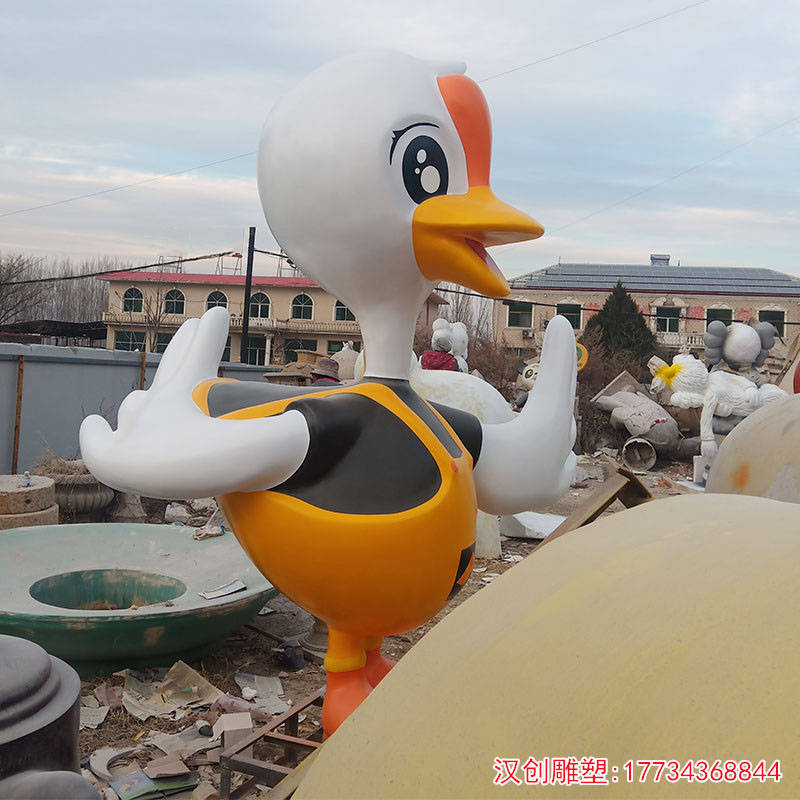 玻璃钢卡通鸭子雕塑 户外大型动物模型造型雕塑