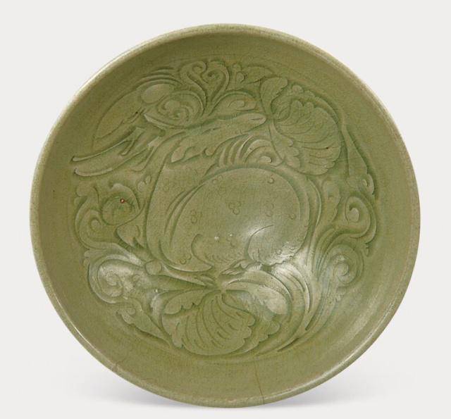 原创金代耀州窑的青瓷艺术涩圈是标志莲花莲叶是流行图案