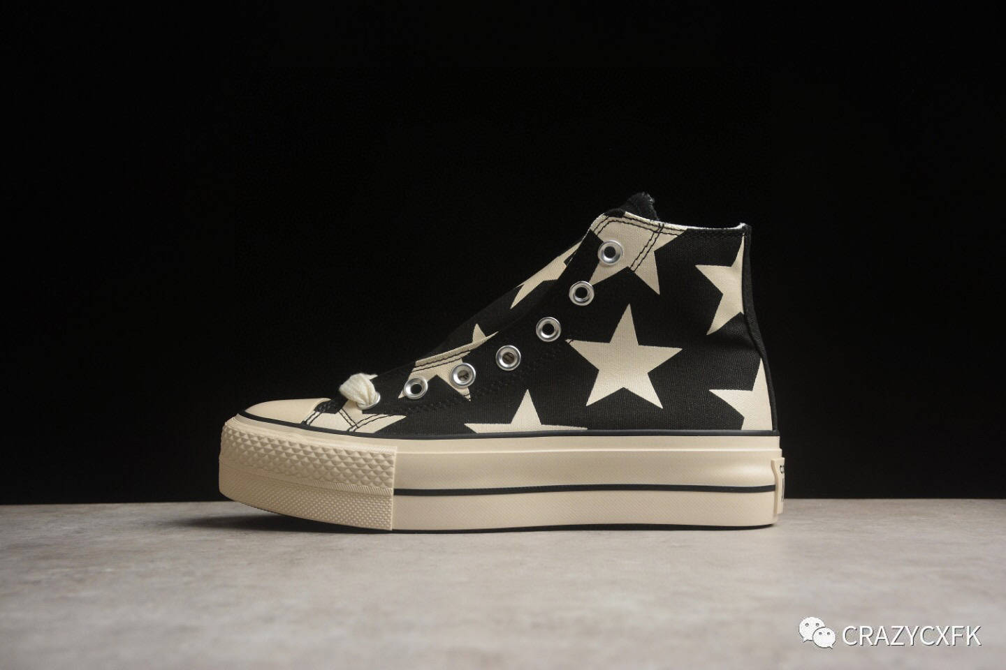 匡威 converse all star lift 五星厚底黑白印花高帮帆布鞋