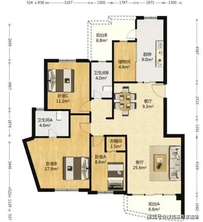 仁恒滨江园户型图251方图片