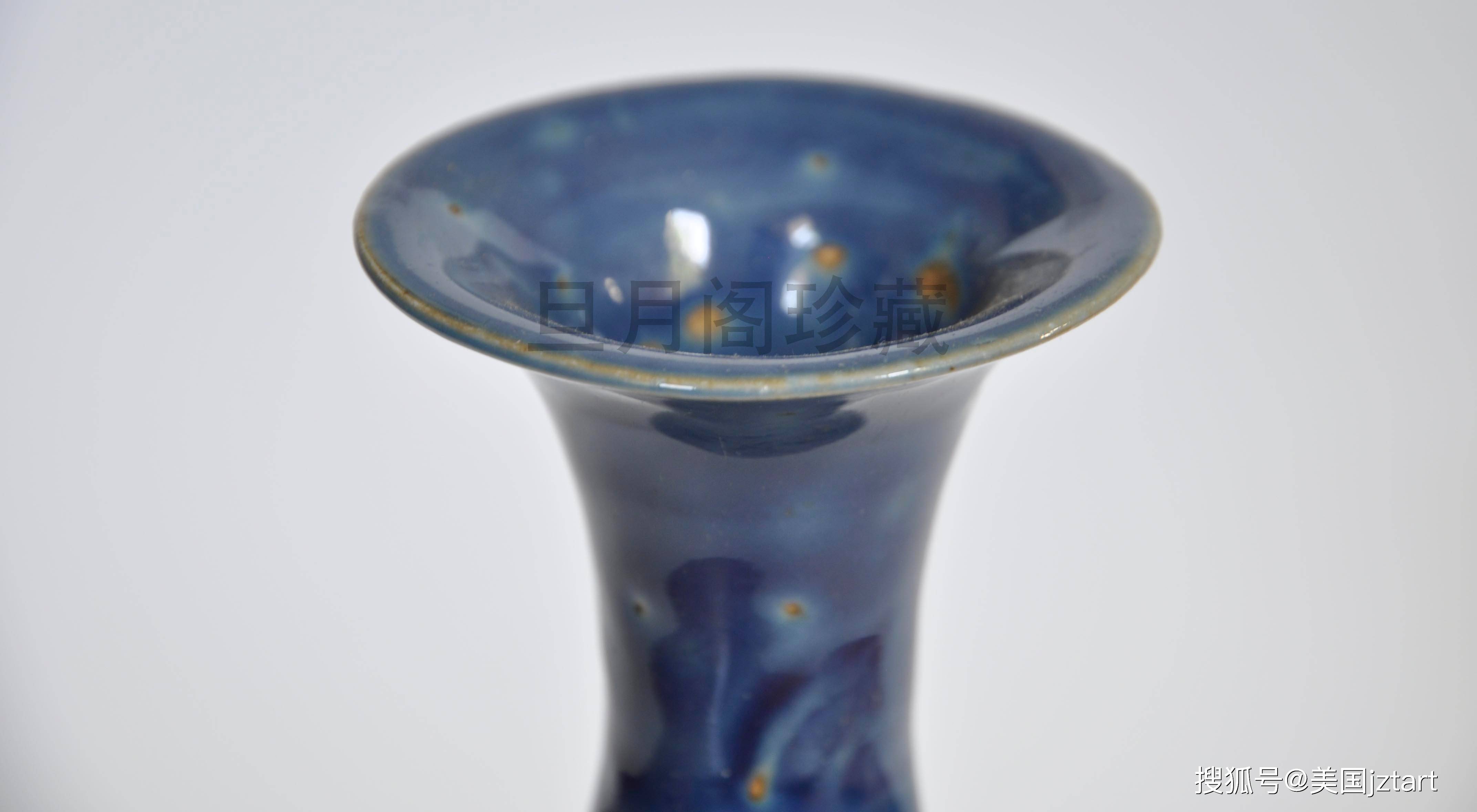 珍若拱璧 旦月阁珍藏元代蓝釉模印龙纹玉壶春瓶