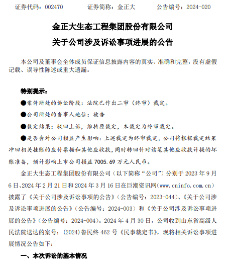 金正大最新索赔条件,发布公司涉及诉讼事项进展公告,索赔征集中