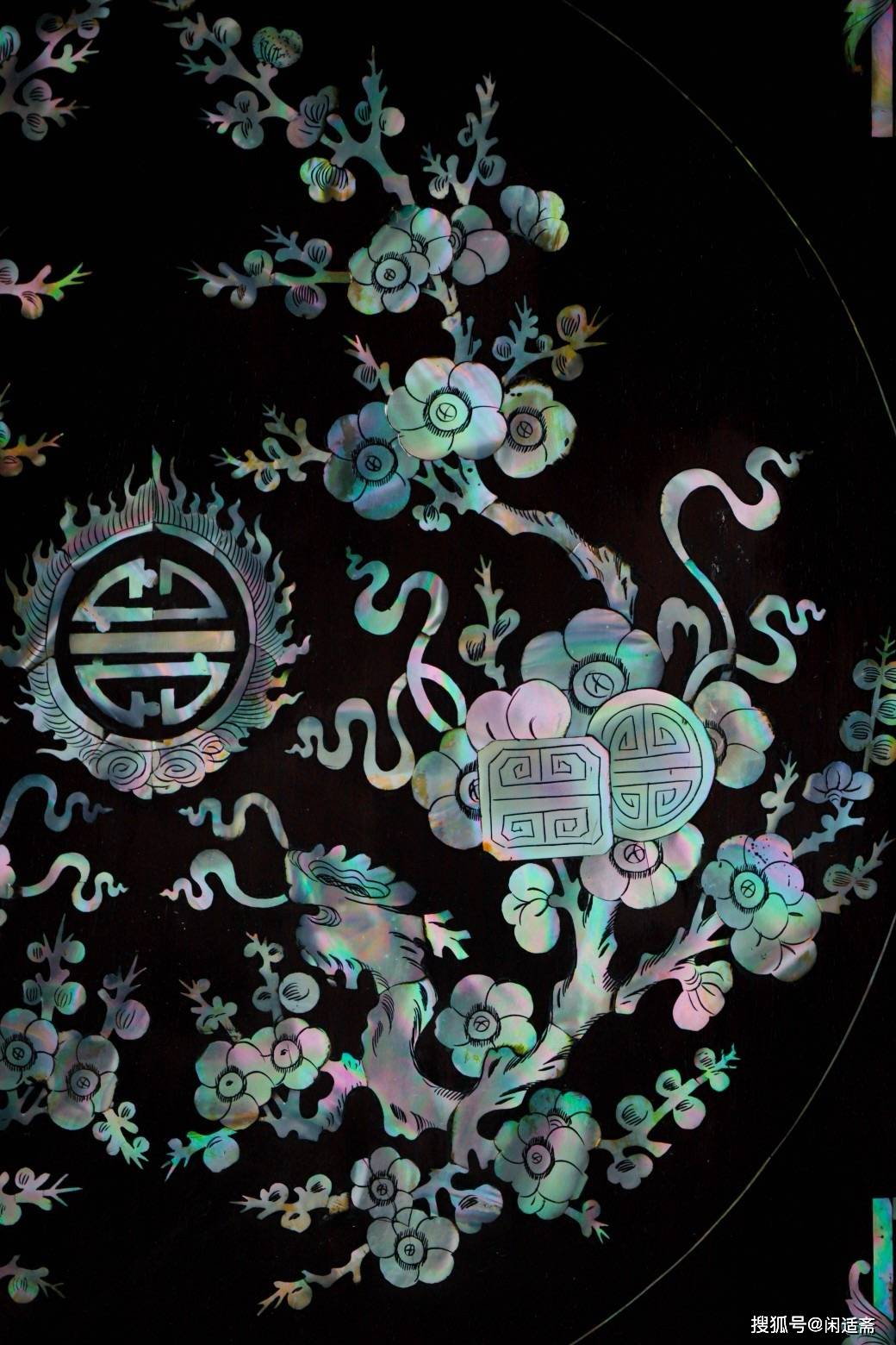 富丽堂皇,中式嵌螺钿,楠木博古置物柜