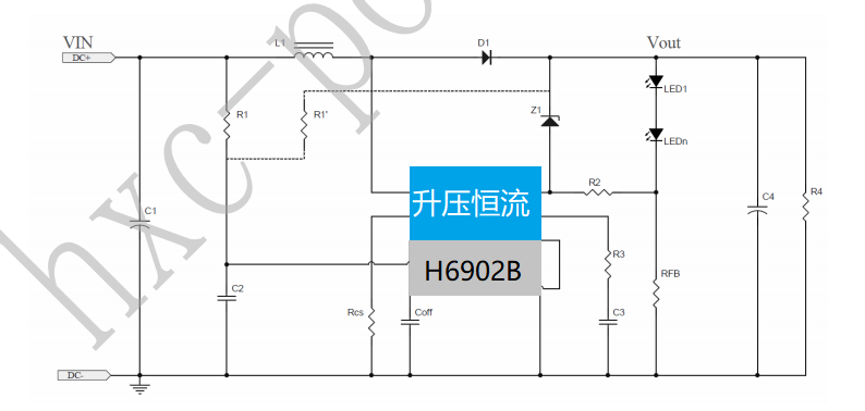 902b应用原理图总的来说,h6902b是一款功能全面的led升压恒流驱动芯片