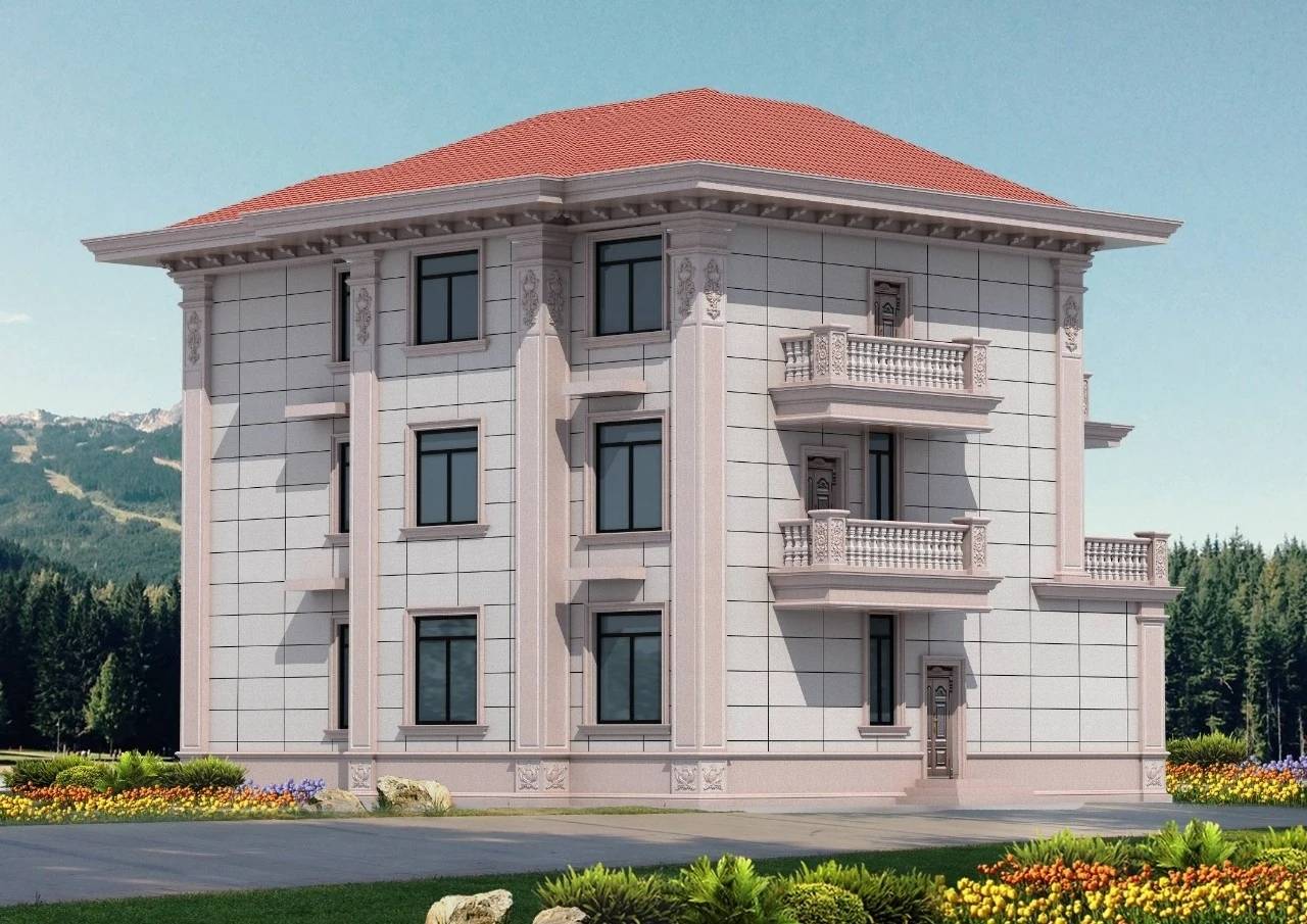 从设计到施工,广东海之谊仿石漆一站式打造新中式别墅外墙的独特魅力