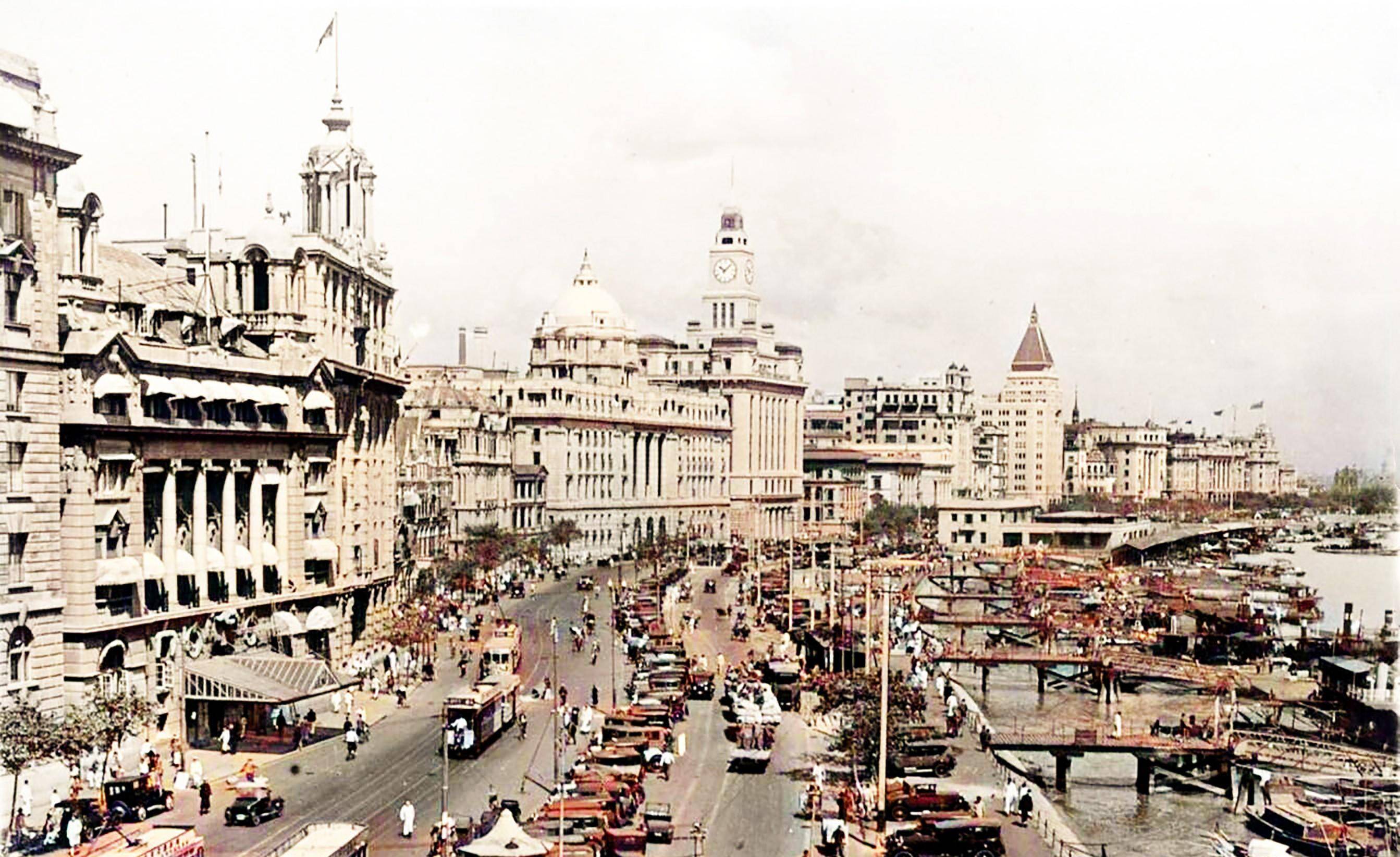 英国人眼里的民国上海,街市繁华,小吃诱人,拍摄于1934年前后