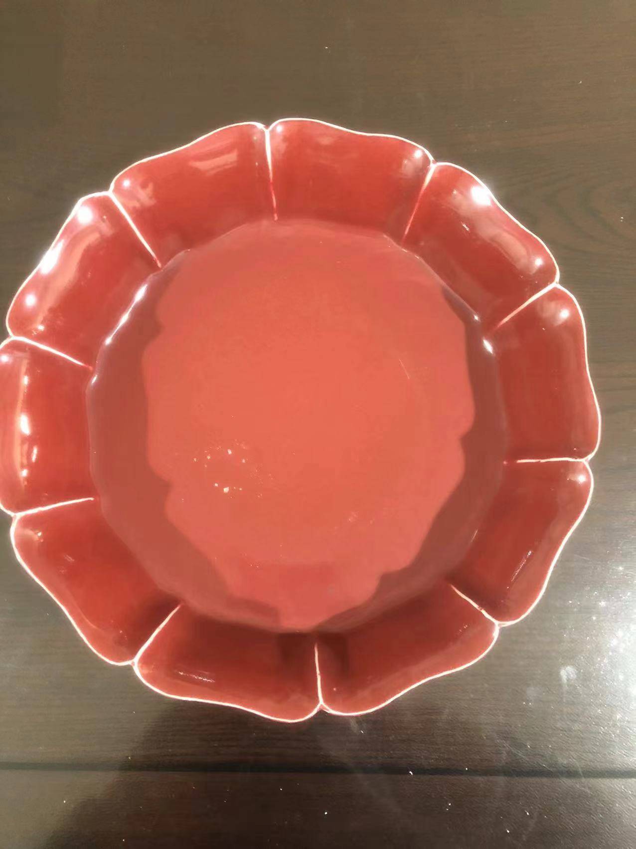 明宣德祭红釉葵口洗