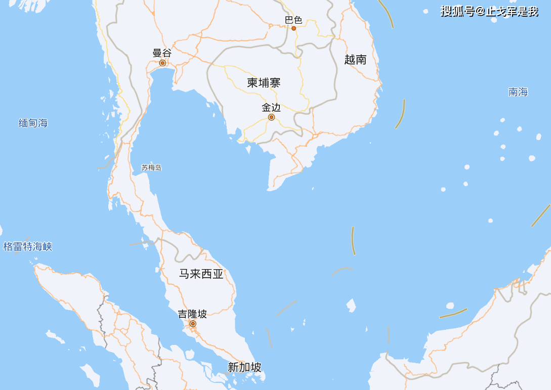 柬埔寨云壤海军基地面向泰国湾,靠近南中国海与马六甲海峡,地理位置