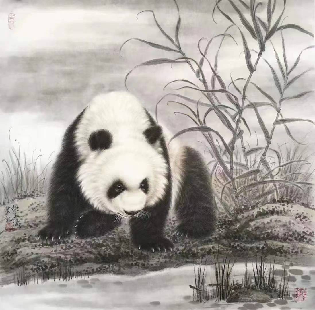 艺术新视觉分享—张玉涛绘画国宝熊猫