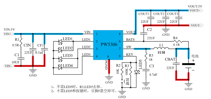 5v输入输出无忧管理,锂电池充放电芯片pw5306来助力