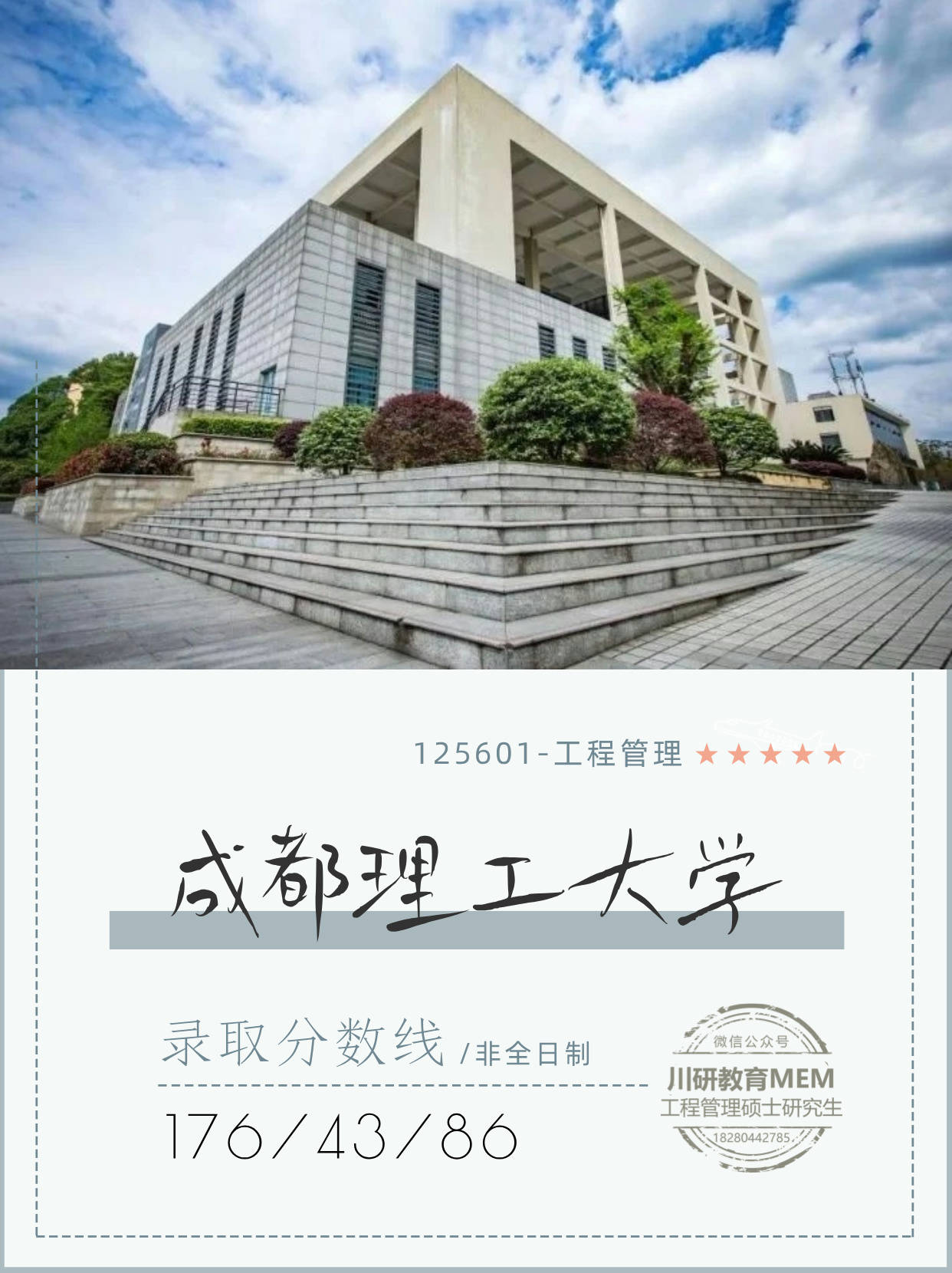 25在职考研上岸成都理工大学mem工程管理硕士:四大专业录取分数线指南