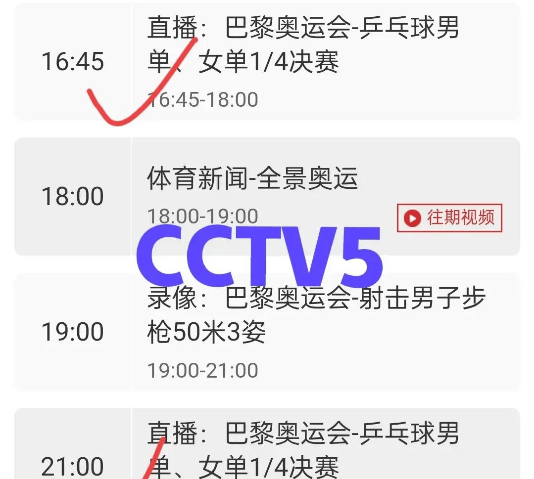 今日,cctv5直播奥运会乒乓球时间表:樊振东 孙颖莎 陈梦晋级4强