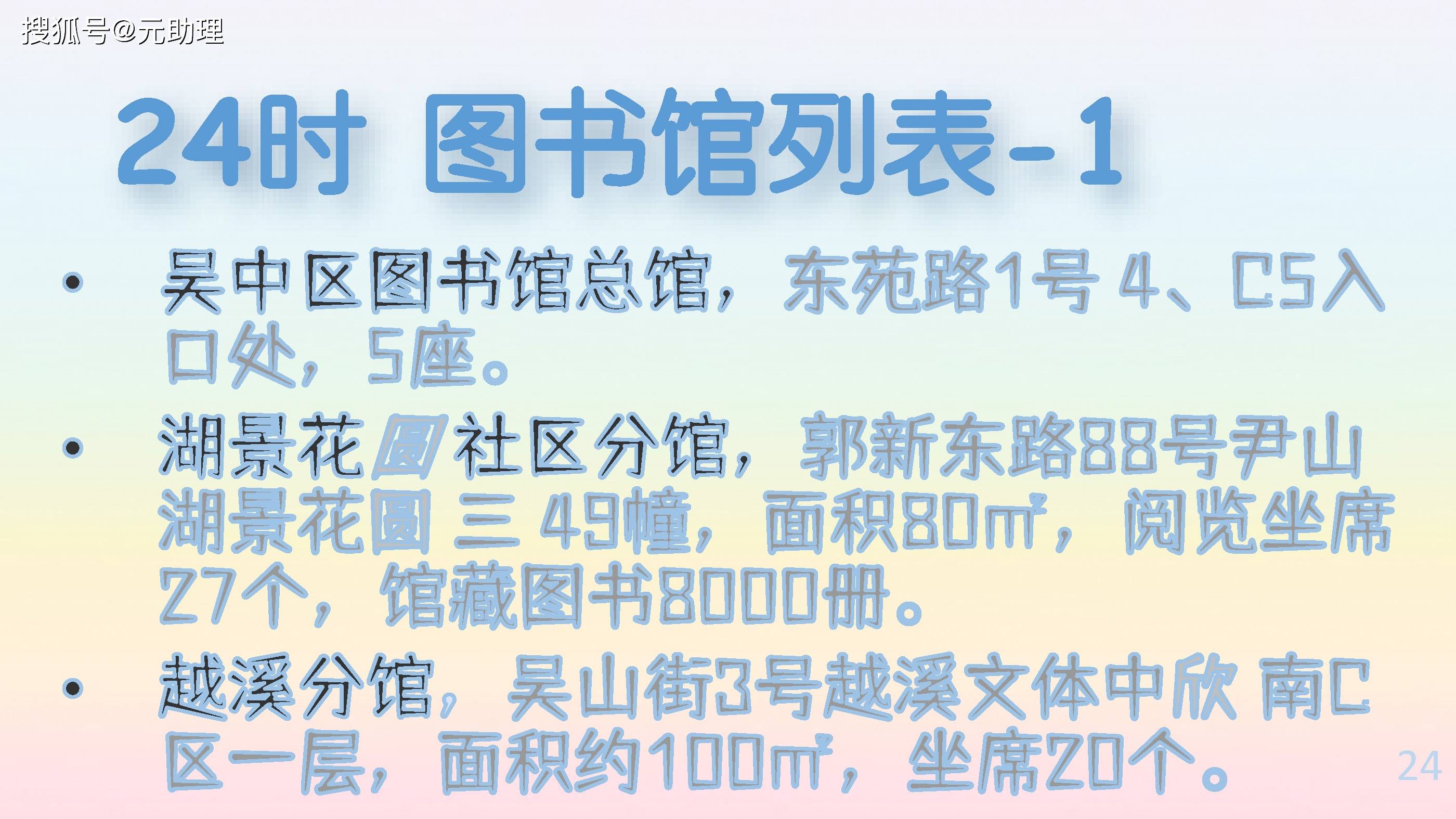 苏州24时图书馆:工业园区,吴中区,吴江,苏州市区(总馆 分馆)