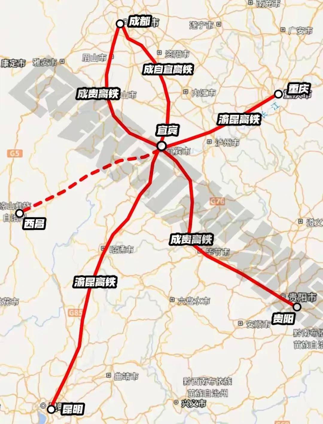 川南直达重庆独缺乐山,地处渝昆成贵交汇点 双高铁宜宾才是大赢家