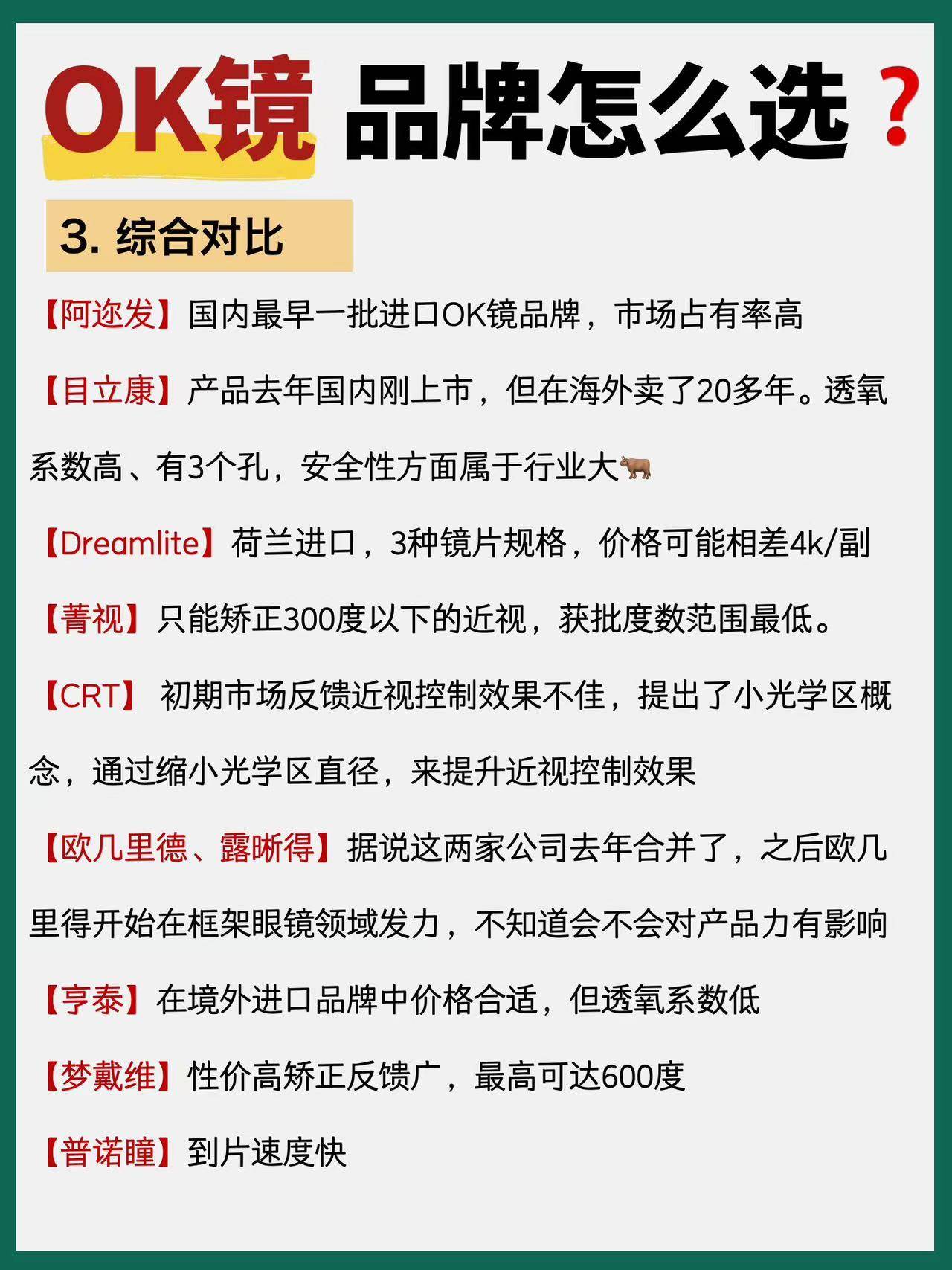 近视ok镜价格表图片