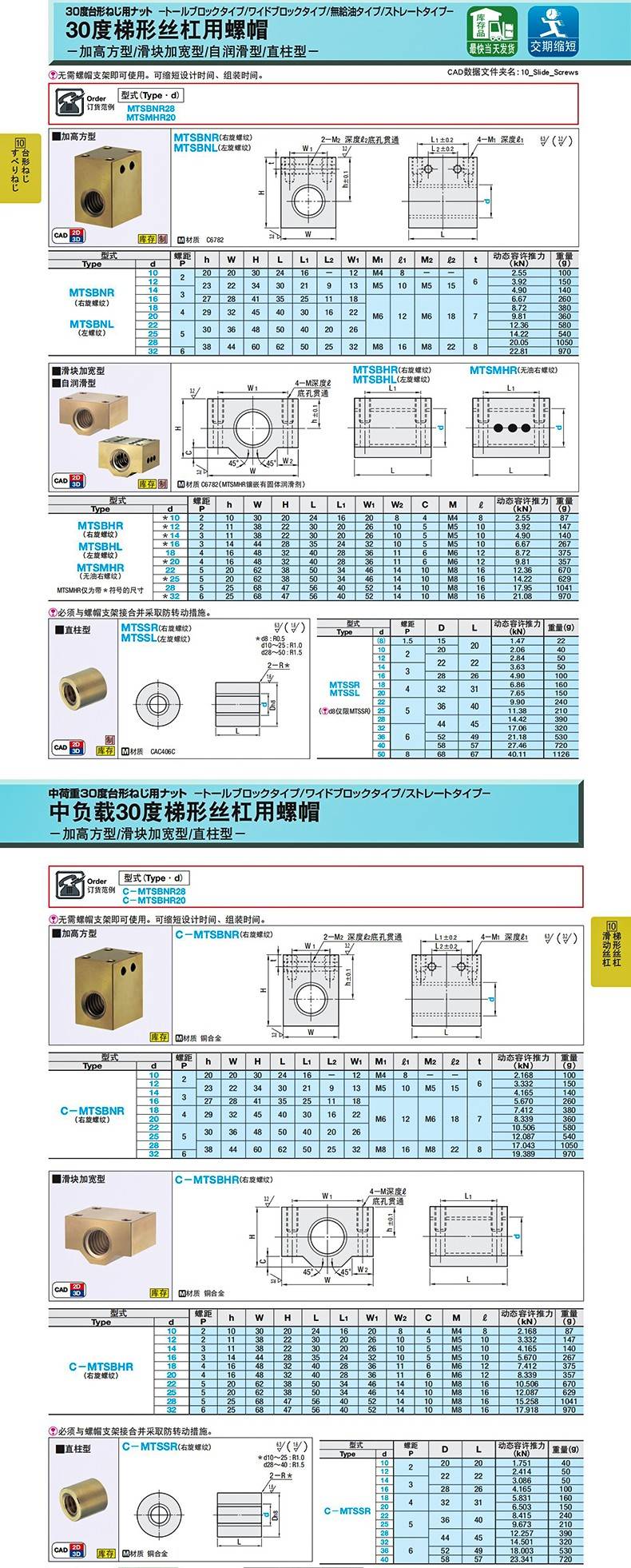 螺杆螺母对照表图片