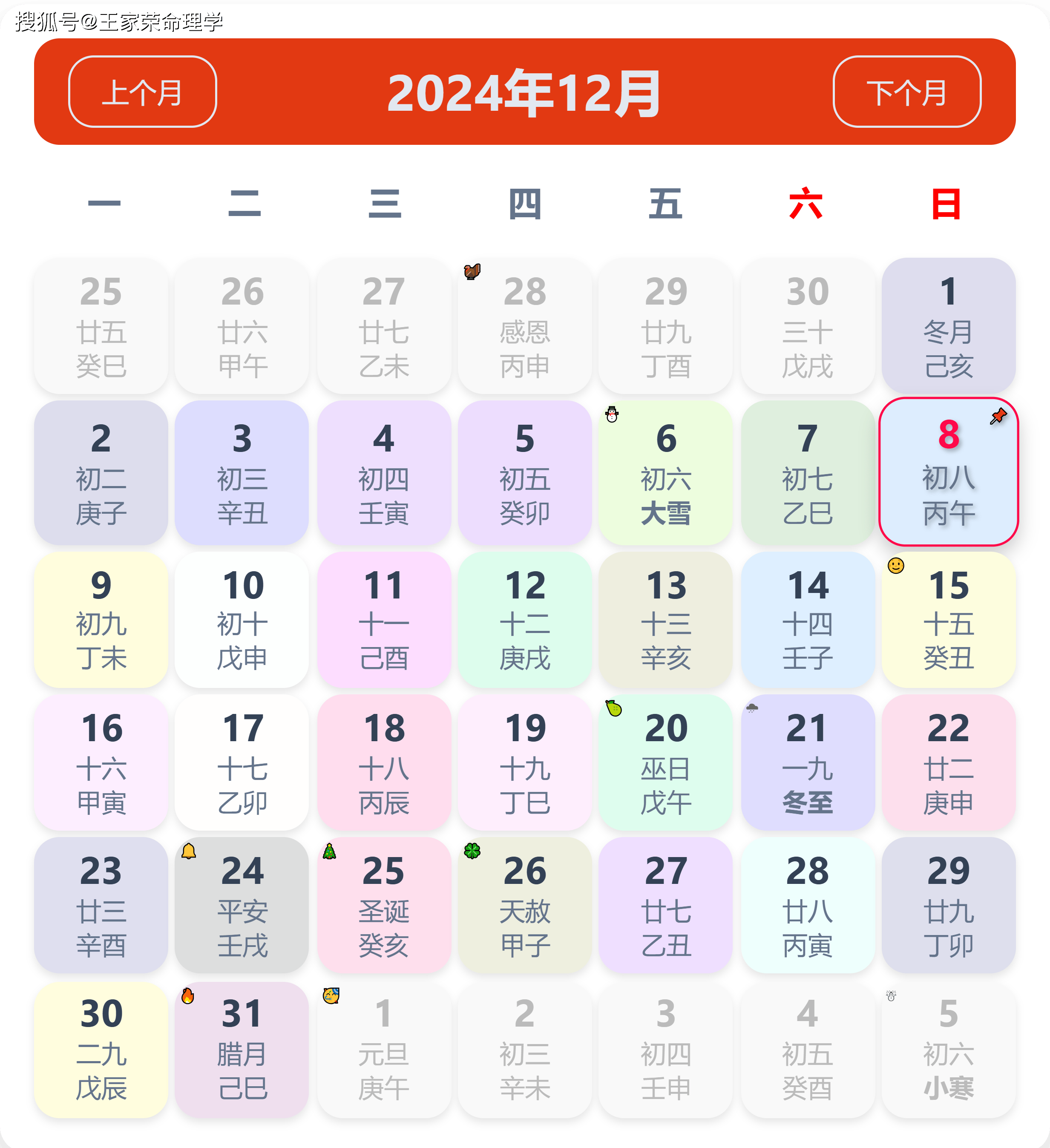 老黄历看日子生肖运势查询（2024年12月8日） ​