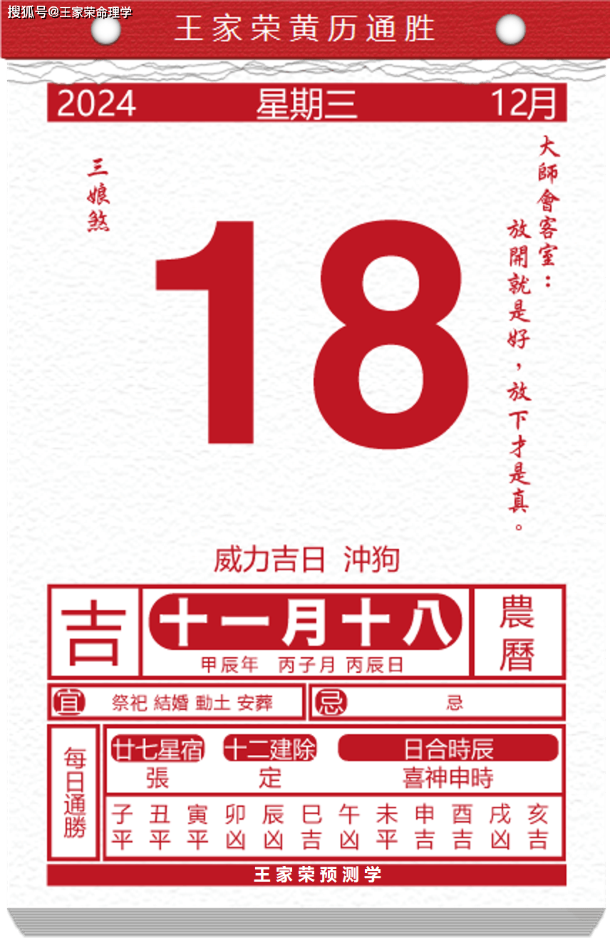 今日生肖黄历运势 2024年12月18日