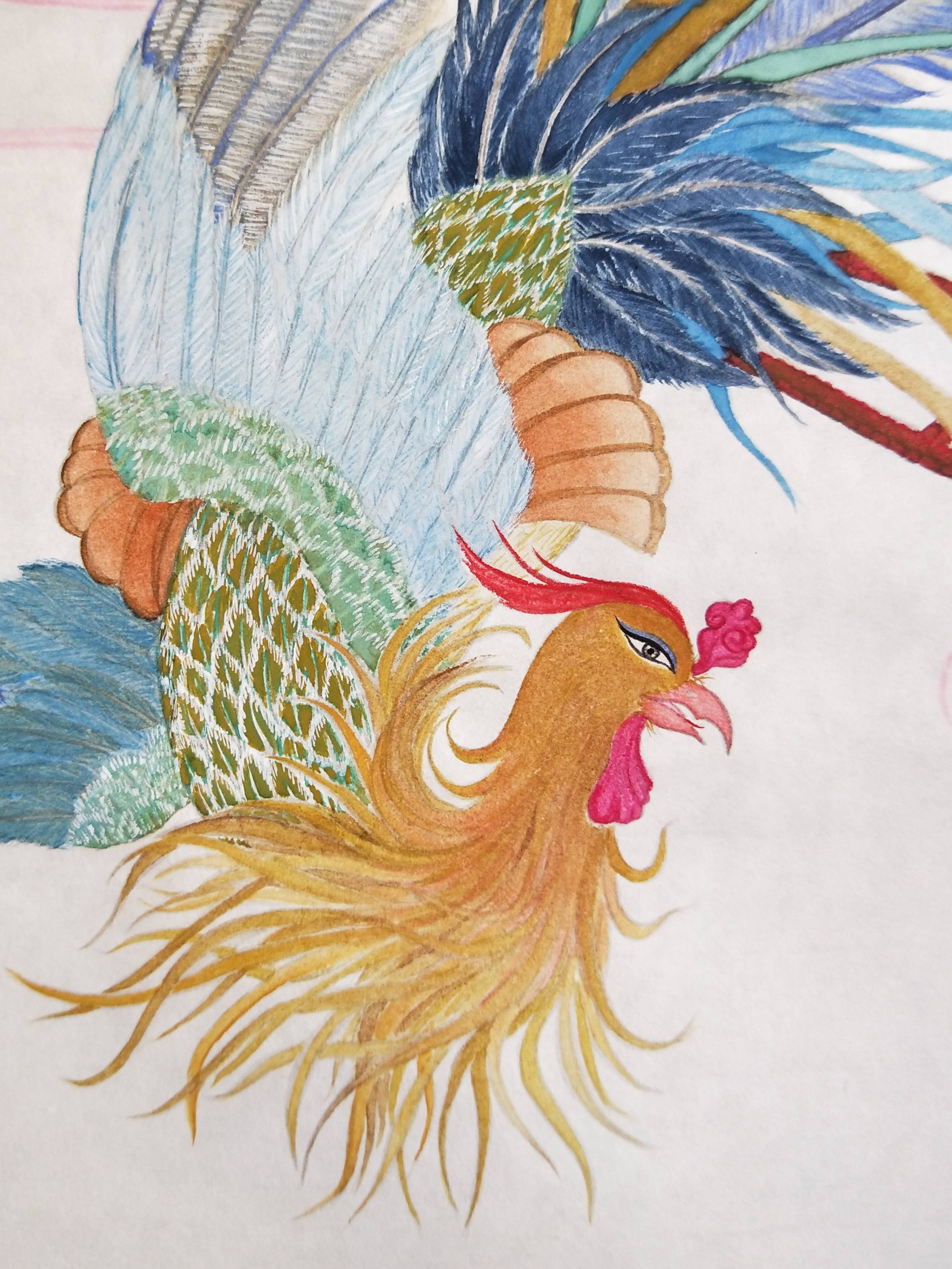 图(黄丽燕国画传统吉祥题材凤穿牡丹纯手绘工笔画)