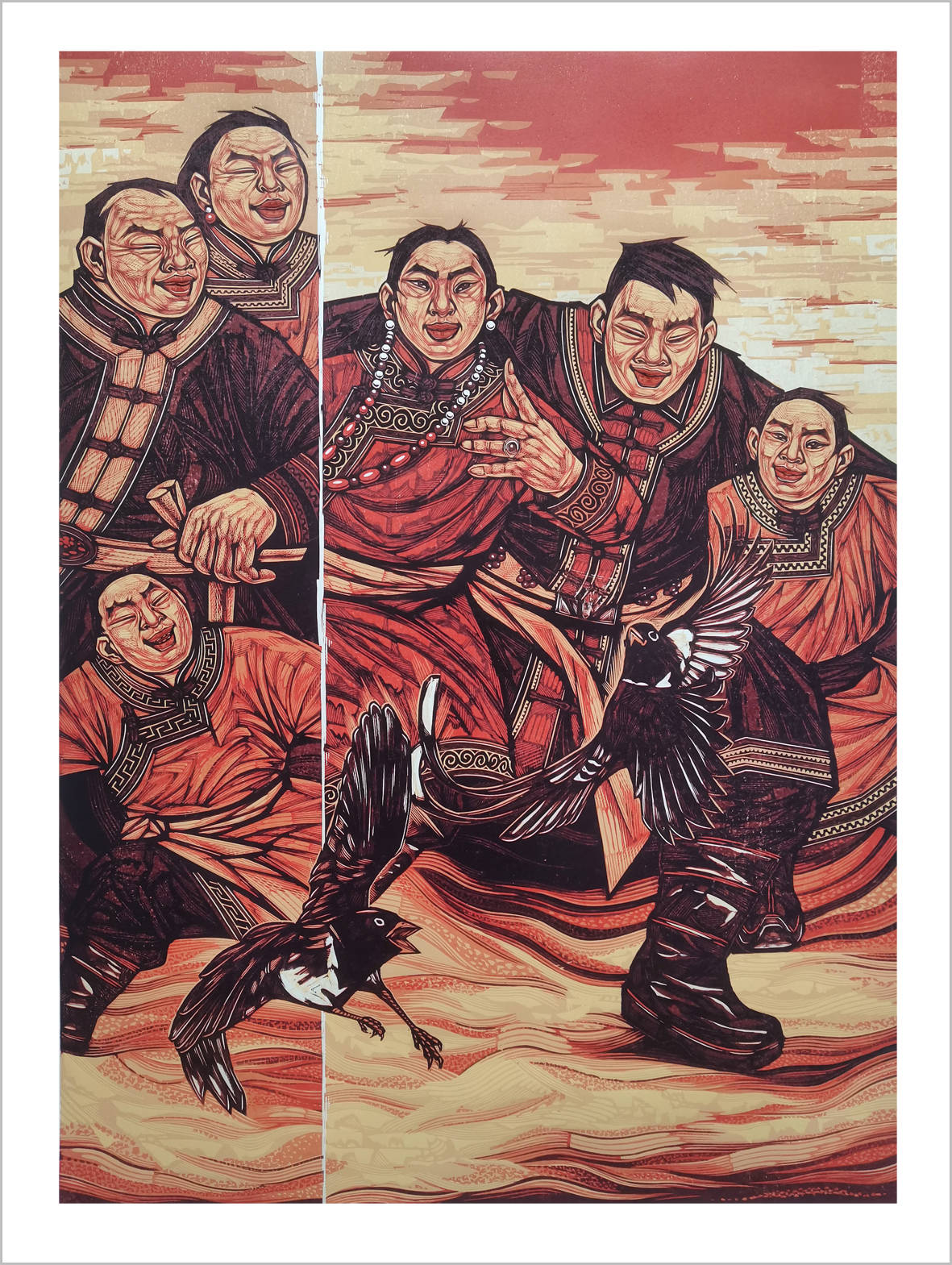 版画作品《欢聚》入选第六届中国民族美术作品展览