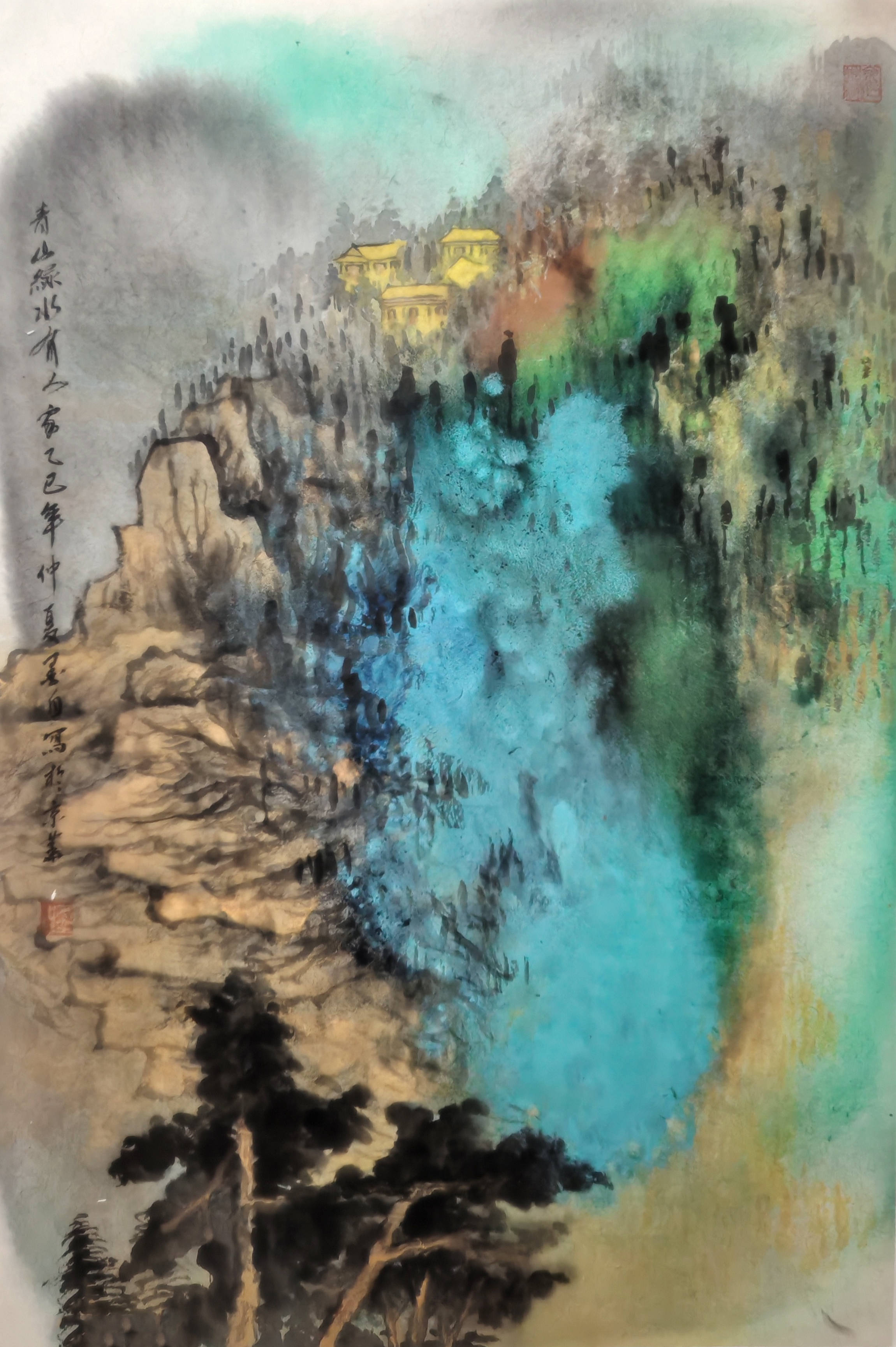 一脉的笔墨底蕴又有女性艺术家的细腻共情泼墨泼彩间是对天地的敬畏