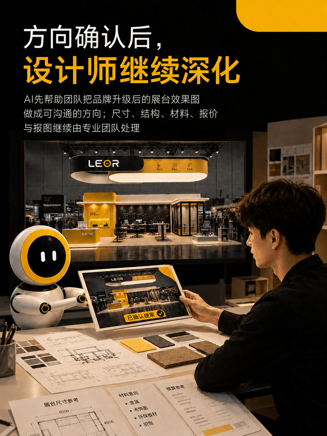品牌方向确认后，年轻设计师继续深化项目
