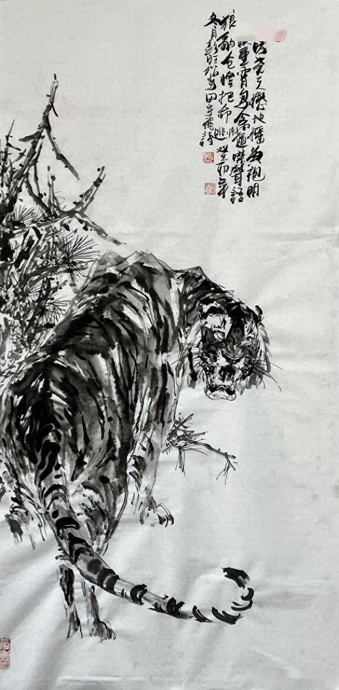 彭旺松的水墨画虎：生命的激情与自然的壮美_搜狐网