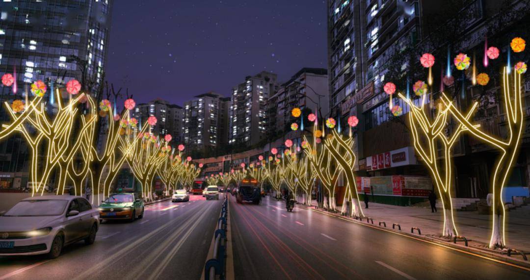 今年春节,达城西外要美成这样……_大道_达州市_路口