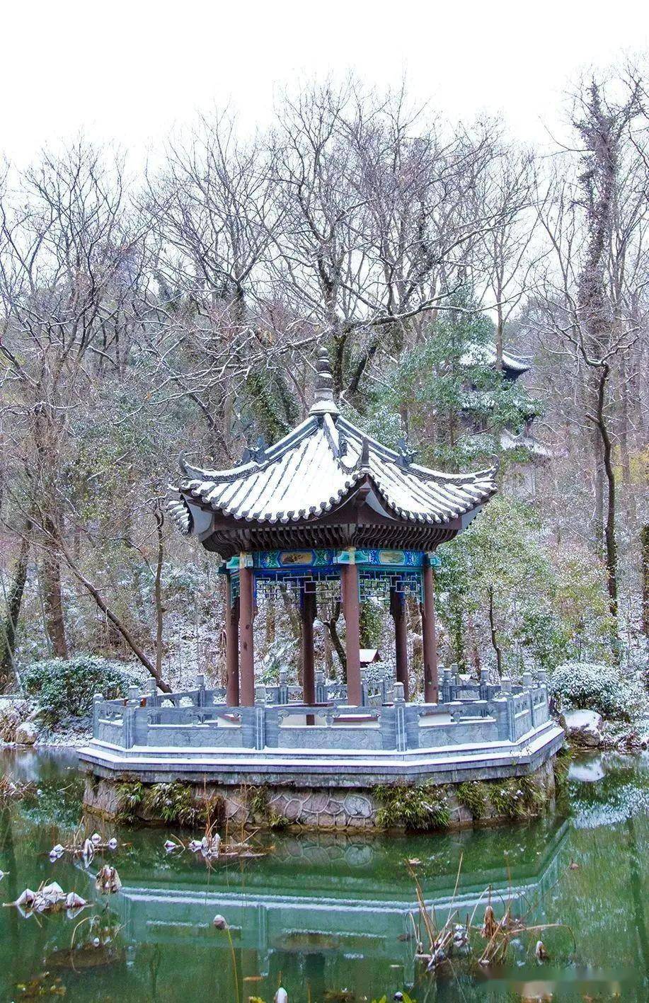 雪中的「古隆中景区」更是千姿百态,如诗如画,天地,人,亭台楼阁,池鱼