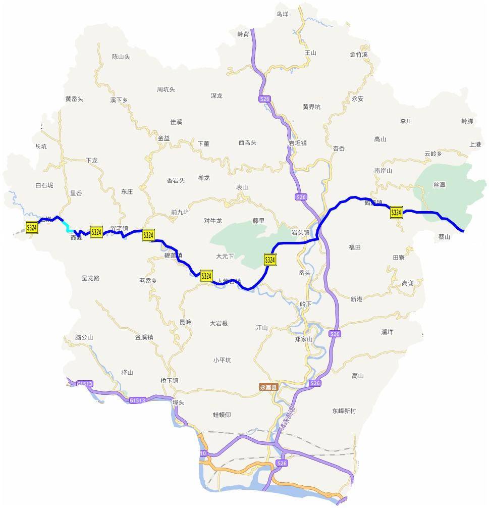 s324路線圖05s325(洞頭-慶元)簡稱洞慶線,起點位於溫州市洞頭區,終點